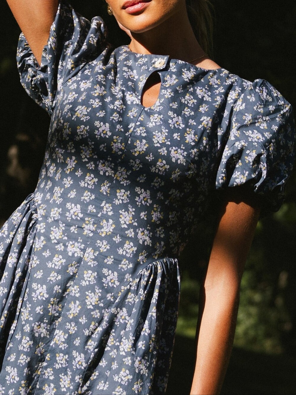 NWT Bohme Baylor Floral Maxi Dress in Blue S Peasant Cottagecore - Picture 3 of 10